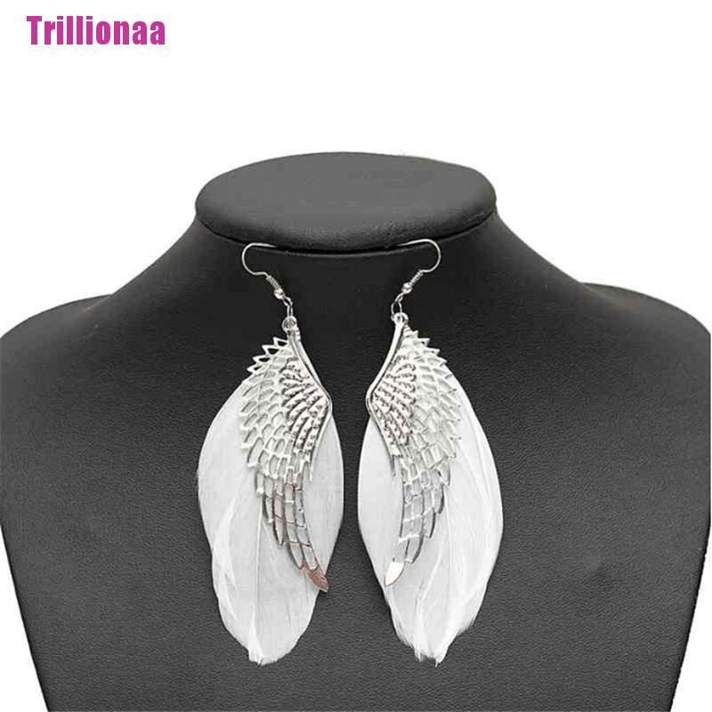 Bông Tai Dài Hình Cánh Thiên Thần Màu Trắng Thời Trang