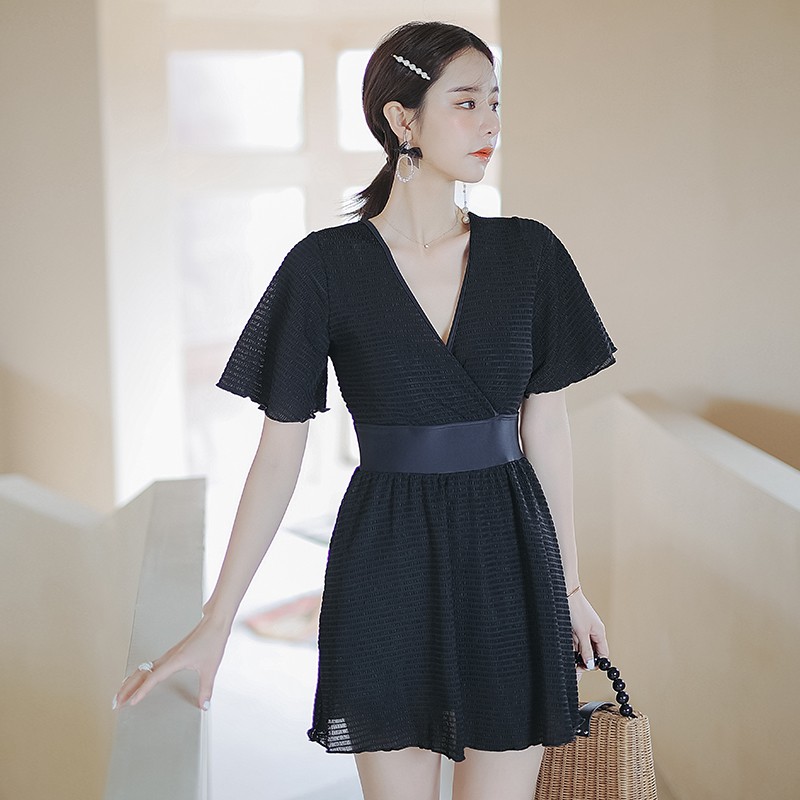 Đen Bộ Đồ Bơi Cổ Chữ V + Quần + Áo Trễ Vai Dáng Ôm Thời Trang Quyến Rũ Cho Nữ | BigBuy360 - bigbuy360.vn
