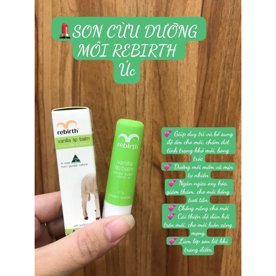 Son dưỡng môi nhau thai cừu màu xanh lá cây hương vani LIP BALM 3.7g