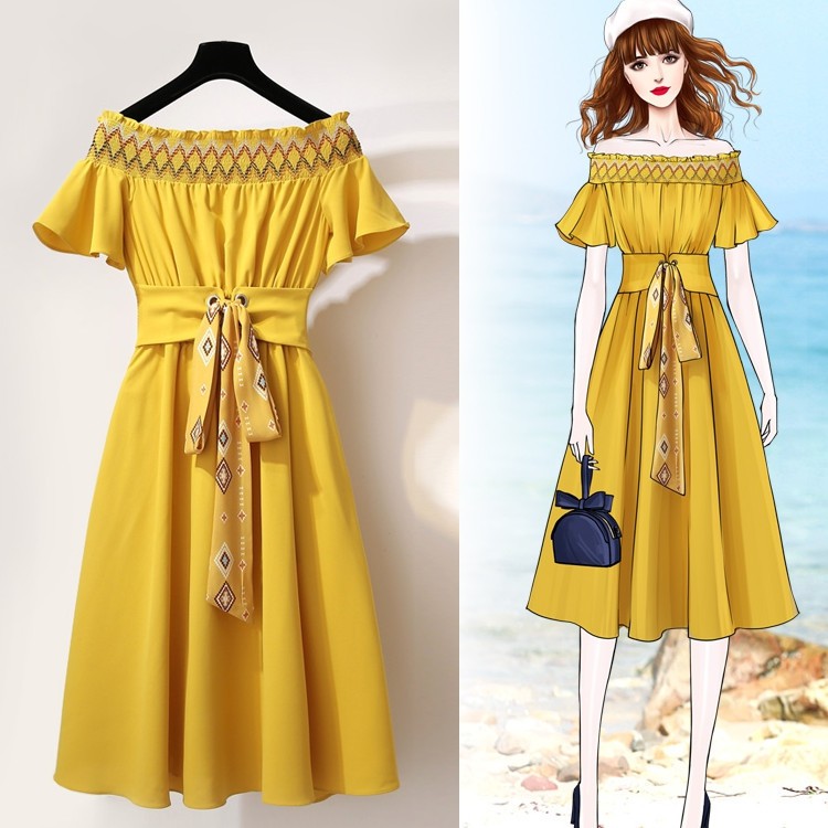 Đầm xòe dự tiệc cổ vuông phong cách trẻ chất vải lụa mịn, mềm rũ, thoáng mát mã 01635