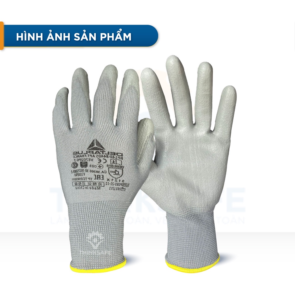 Găng tay lao động Deltaplus VE702PG phủ PU ôm tay, dễ cầm nắm, chống dầu, sửa chữa, vận hành Bao tay đa dụng - THINKSAFE