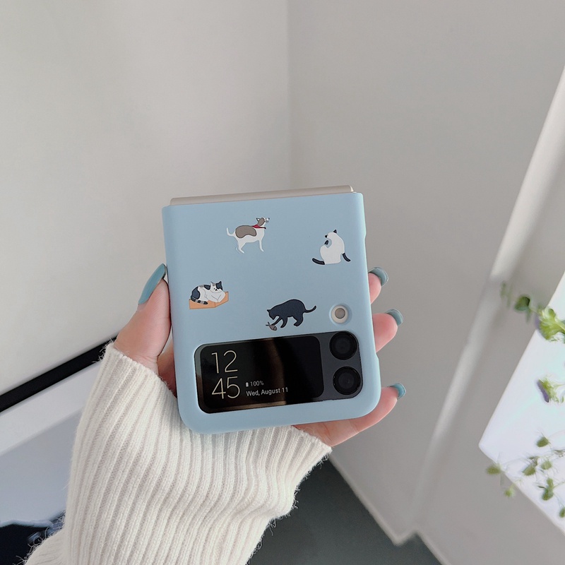 Bao Da Điện Thoại Màu Kẹo Hình Động Vật Hoạt Hình Phong Cách Hàn Quốc Cho Samsung Z Flip 3 5G Galaxy Z Flip 4