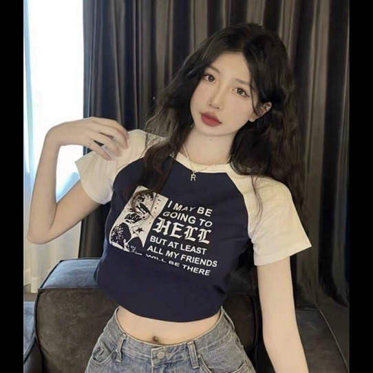 áo thun croptop I may be 2 màu
