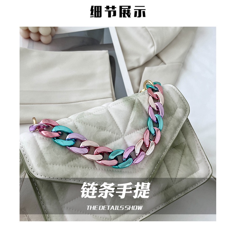 Túi Đeo JASMIN NOIR Chéo Họa Tiết Kẻ Sọc Phối Dây Xích Chần Bông Cho