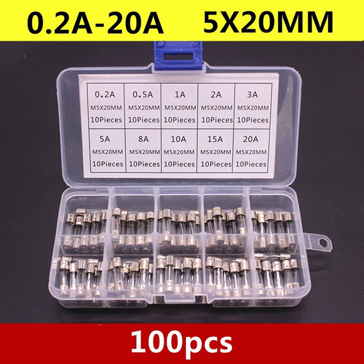 Bộ 100 cầu chì ống 0.2A-20A