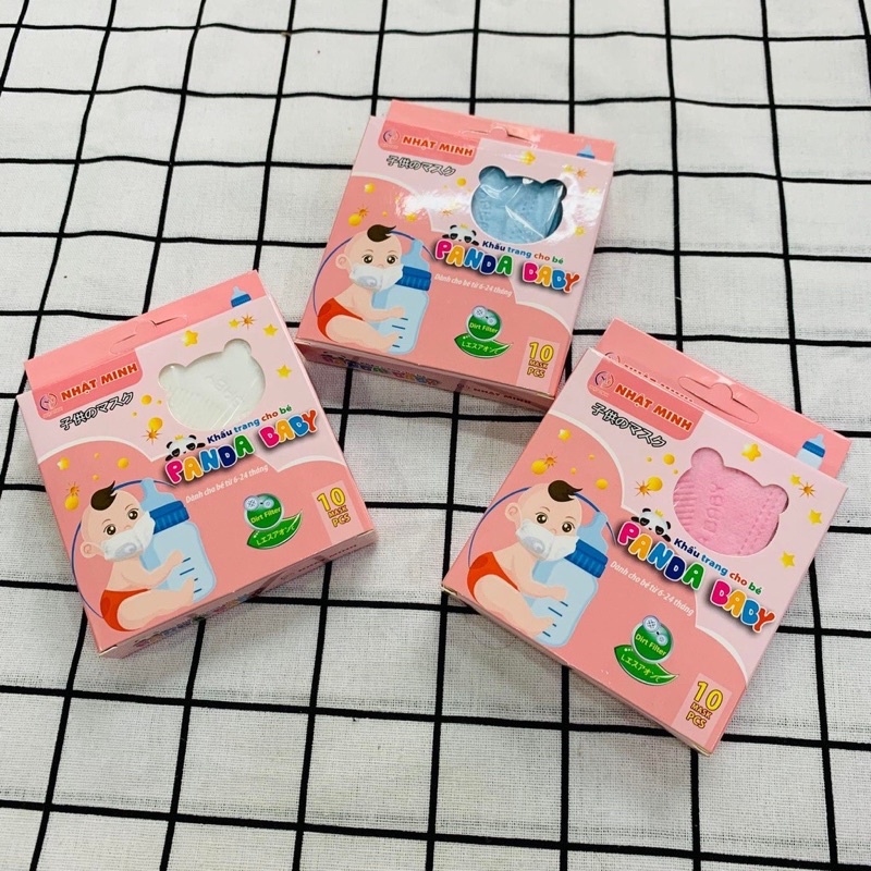 Khẩu trang cho bé Panda 3 lớp hàng chất đẹp loại 1 - Chính hãng 1 hộp 10 chiếc