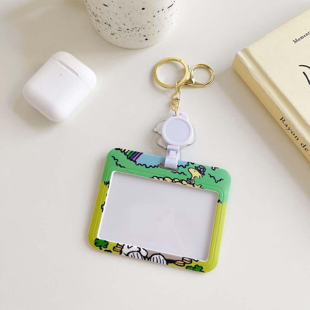 Ví Đựng Thẻ ID / Thẻ ID / Xe Buýt Họa Tiết Hoa Kèm Móc Khóa