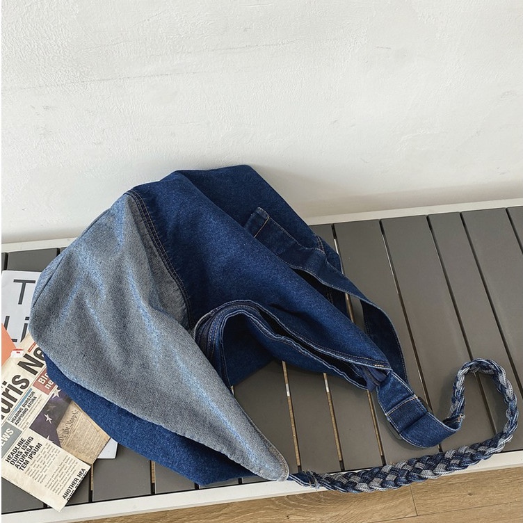 Túi đeo chéo jean denim mix màu độc lạ