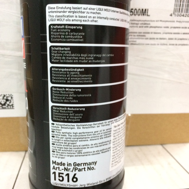 120ml/150ml/280ml/500ml Nhớt Láp/Hộp Số Xe Tay Ga Liqui Moly Motorbike Gear Oil 75W-90 Mã 1516