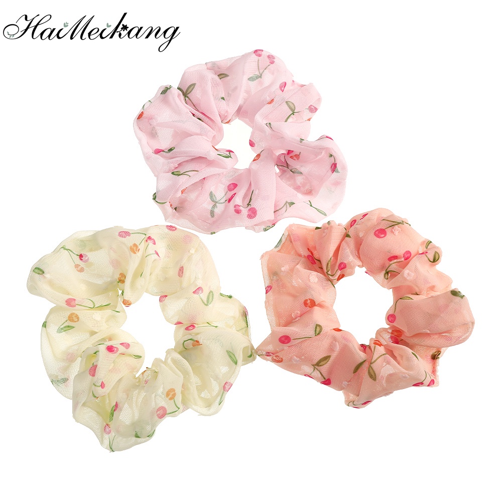 Dây Cột Tóc Haimeikang Vải Voan In Hình Quả Cherry Phong Cách Hàn Quốc Mới
