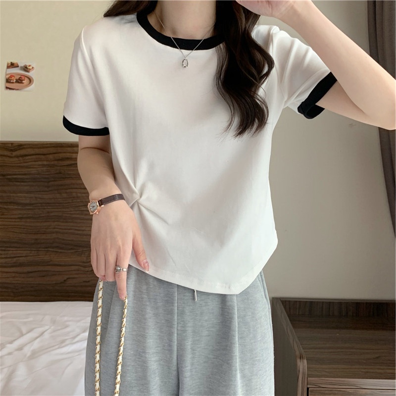 Áo thun nữ SUXI tay ngắn cổ tròn màu trơn dễ phối đồ thời trang mùa hè