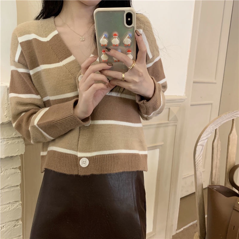 Áo khoác cardigan cổ chữ V thời trang Hàn Quốc tùy chọn màu sắc cho nữ