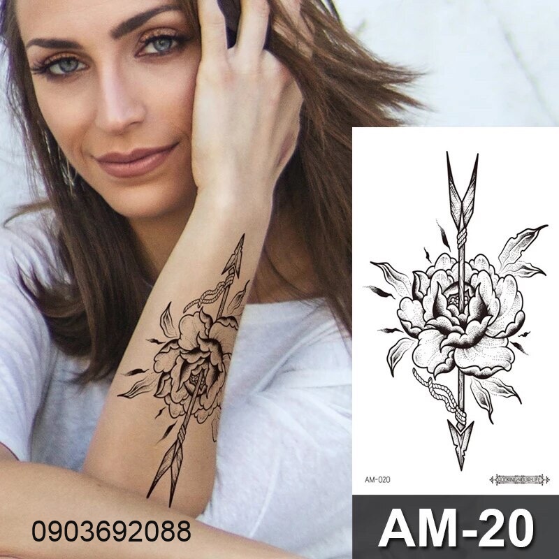 Hình xăm dán - tattoo sticker hoa văn đẹp 19 x 9cm