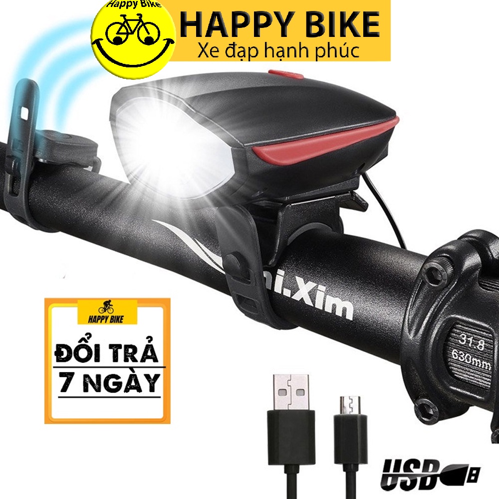 Đèn xe đạp thể thao KIOTOOL siêu sáng có còi pin sạc usb led T6 chống nước