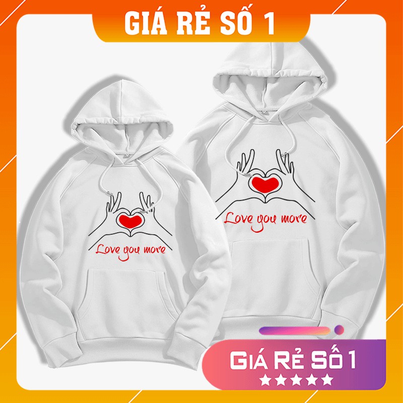 Áo Khoác Hoodie Couple Đôi Love You More Kiểu Dáng Unisex - Green Tee