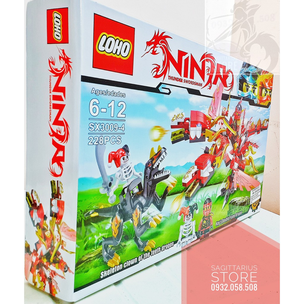 LEGO NinjaGo Lắp Ráp Robot Rồng , Khủng Long SX3009-4 ( Đỏ - 228 Miếng )