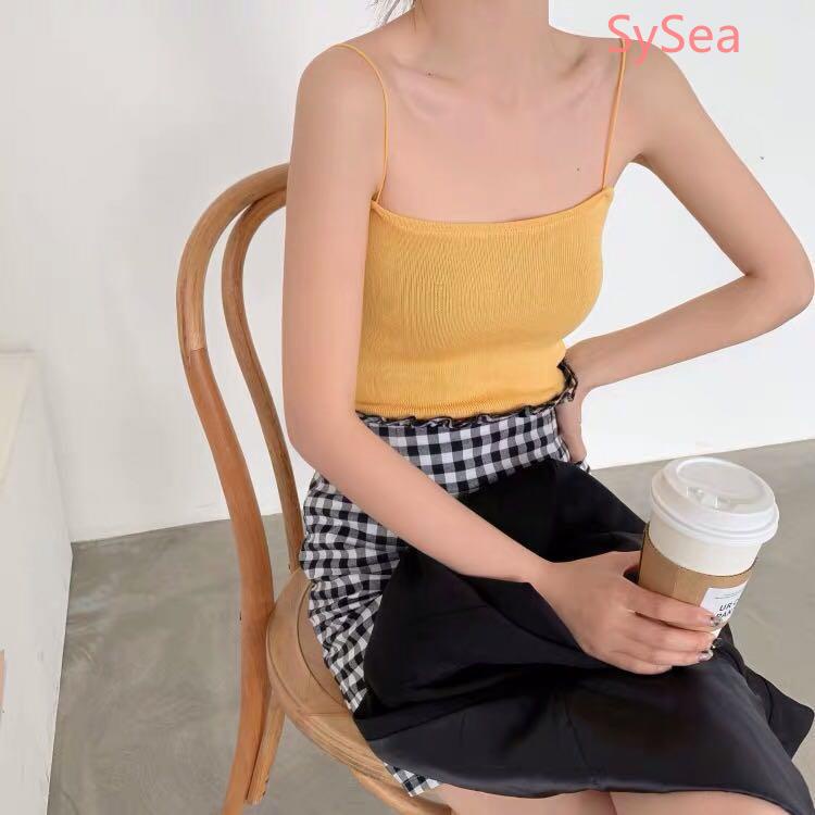 Áo Dệt Kim Hai Dây Màu Sắc Thời Trang Mùa Hè Cho Nữ