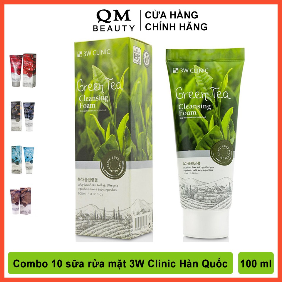 Sữa rửa mặt 3W Clinic Hàn Quốc mẫu mới 100ml [Combo 10 hộp]