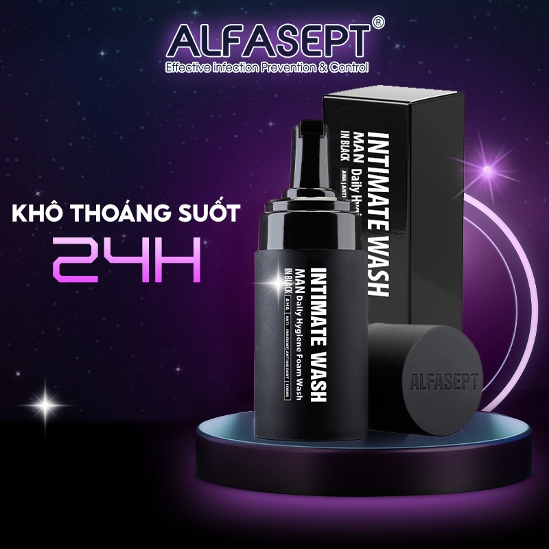 Bọt Vệ Sinh Nam Dung Dịch Vệ Sinh Nam ALFASEPT Intimate Wash For Men In Black Dòng Premium Chai 100ml