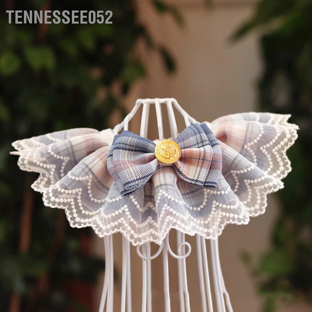 Vòng cổ yếm ren họa tiết kẻ sọc phong cách JK xinh xắn thời trang dành cho cún cưng mèo cưng