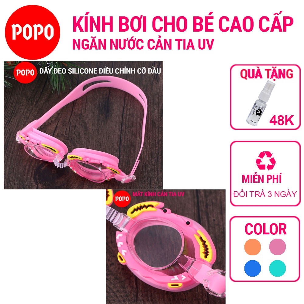 Kính bơi trẻ em cao cấp hình cua POPO, kiểu dáng thời trang, ngăn nước tuyệt đối,phù hợp cho bơi lội