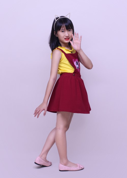 Chân váy yếm thời trang Jadiny cho bé gái màu đỏ