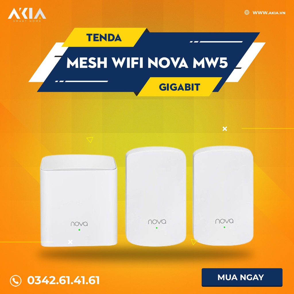 Bộ Phát Wifi Mesh Tenda Nova MW5 (3-Pack) Mesh Wifi Hai Băng Tần - Hàng Chính Hãng BH 3 NĂM