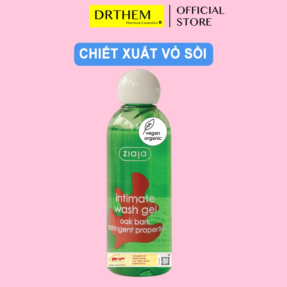 Dung Dịch Vệ Sinh Ziaja intima Vỏ Sồi Se Khít 200ml - Intimate Wash Gel Oak Bark Astringent Properties