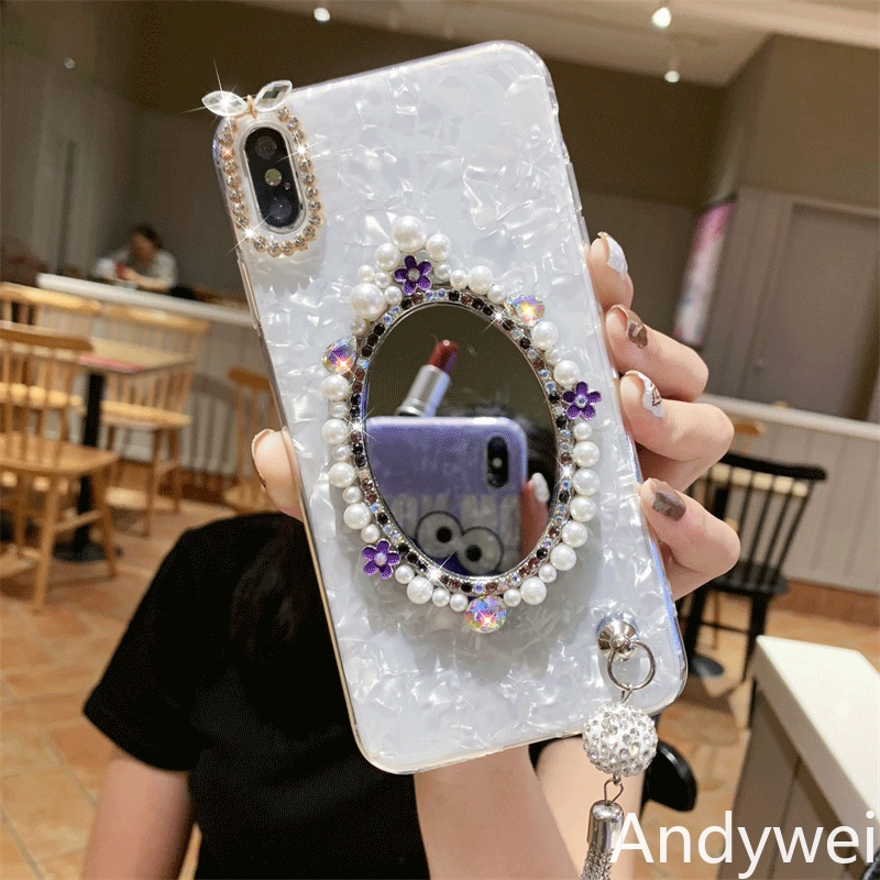 Case Iphone SE 6s 6plus 7 8plus XS XR XSmax 11 pro Max 3D Makeup Mirror Rhinestones Silicone Case