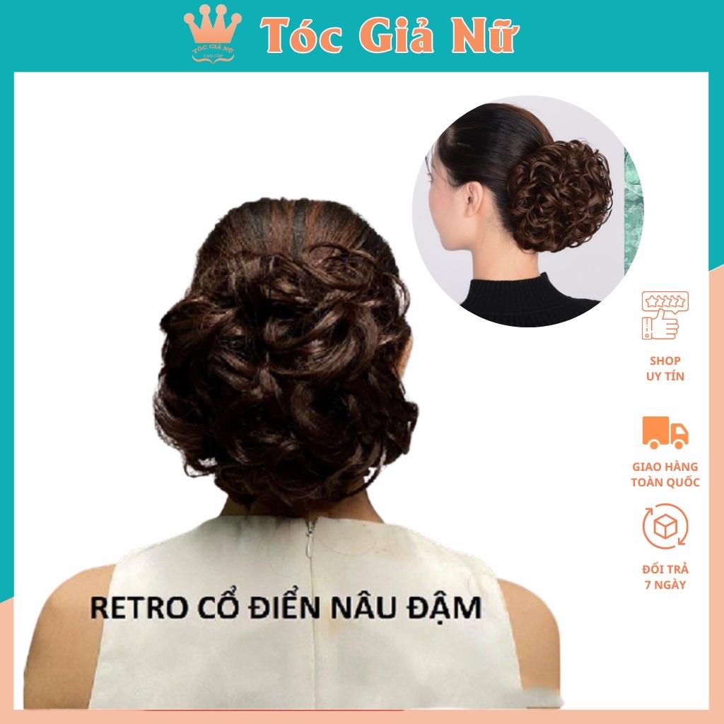 Tóc giả búi phu nhân loại to đẹp, dạng dây rút to đẹp, cao cấp