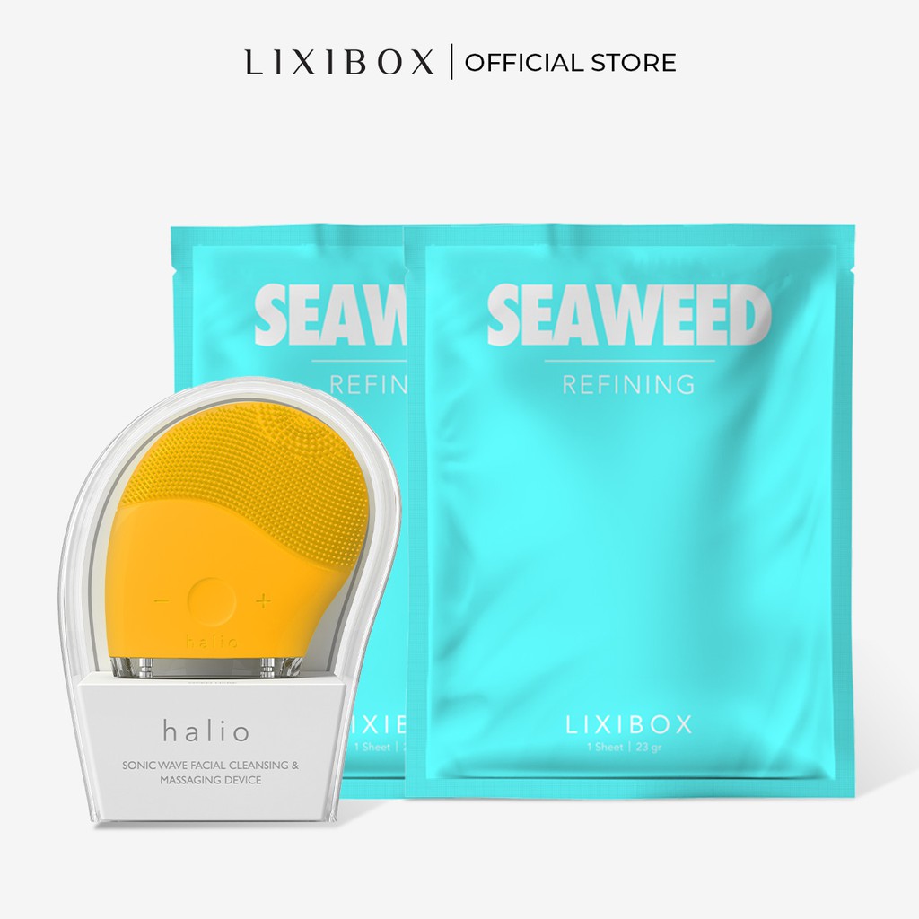 [Mã COSLXT5 giảm 10% đơn 600K] Combo Máy Rửa Mặt Halio Original và 2 Mặt nạ dưỡng da Lixibox - Seaweed (23gr/mặt nạ)