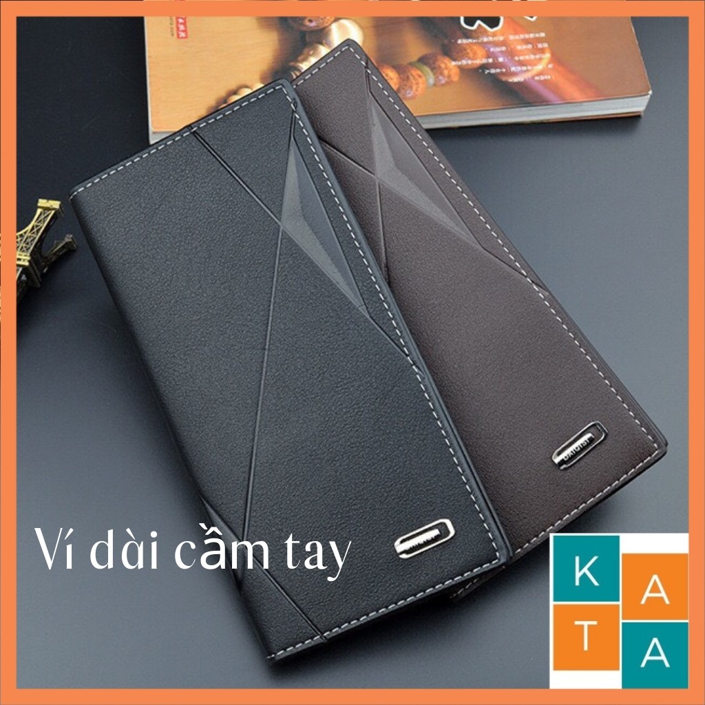 Ví dài nam cầm tay nhiều ngăn đựng tiền có ngăn kéo ví da mềm dập nổi cao cấp Hàn Quốc hàng nhập KATA89