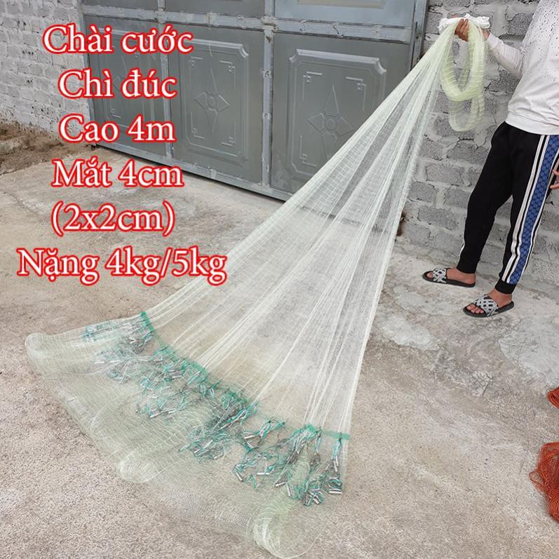 Chài cước Bắt Cá Chân Chì Đúc cao 4m nặng 5kg mắt lưới 4cm