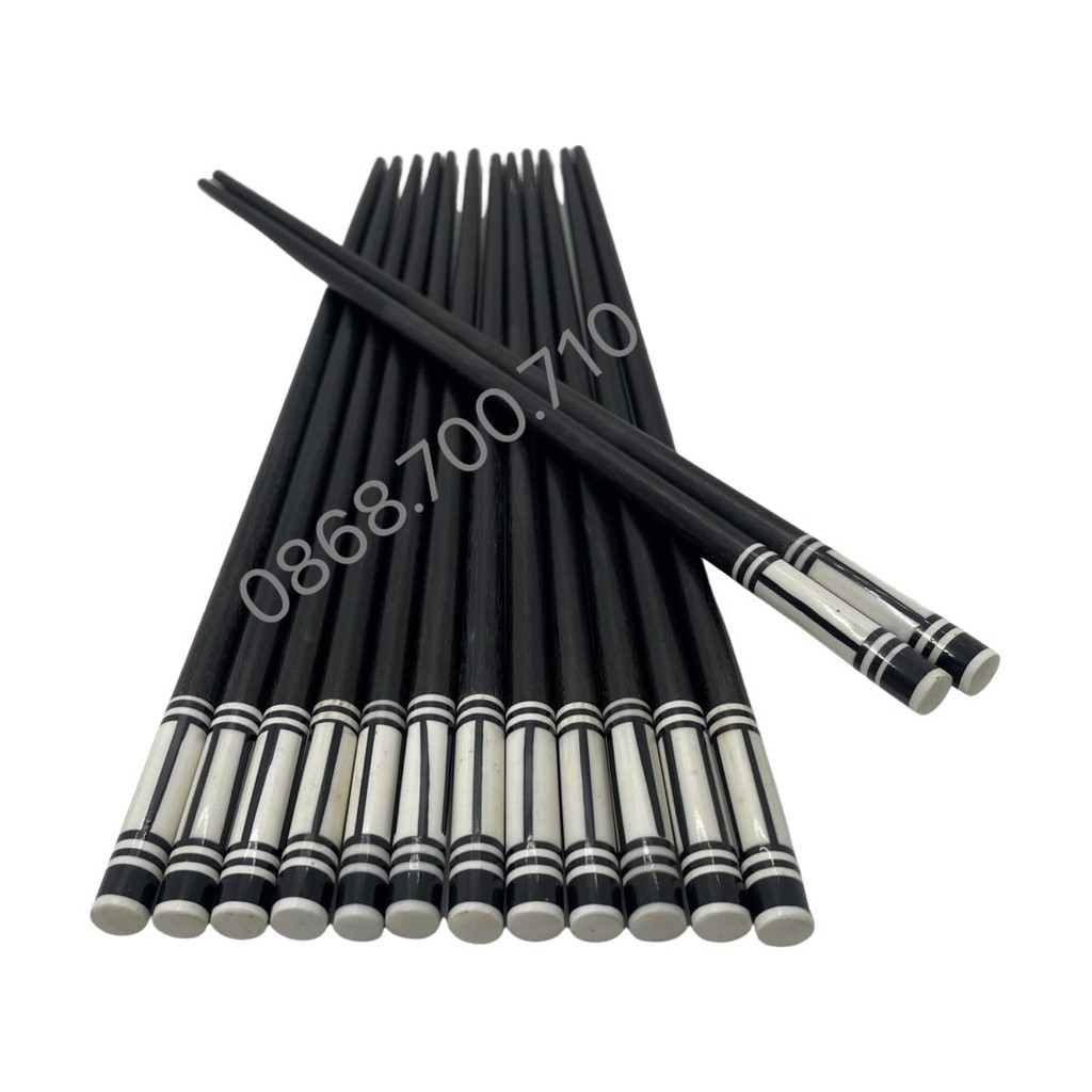 Bộ 10 đôi Đũa ăn gỗ MUN cao cấp đầu tròn gắn Ốc biển Trắng -- đũa ăn cao cấp -- có bảo hành sản phẩm