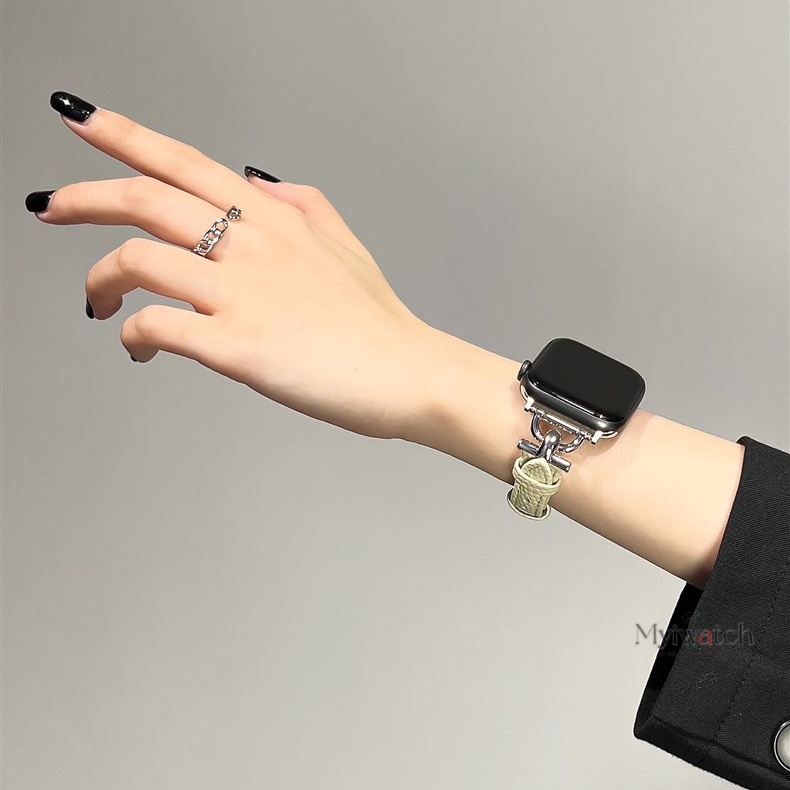 Dây Đeo Đồng Hồ Bằng Da Cá Sấu Mỏng 41mm 45mm 40mm 44mm 38mm 42mm iwatch Series 8 7 SE 6 5 4 3 2 1