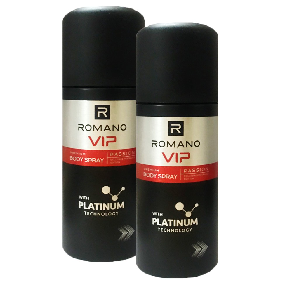 Bộ 2 Chai Xịt Ngăn Mùi Nước Hoa Cao Cấp ROMANO VIP PLATIMUM 150ml/chai