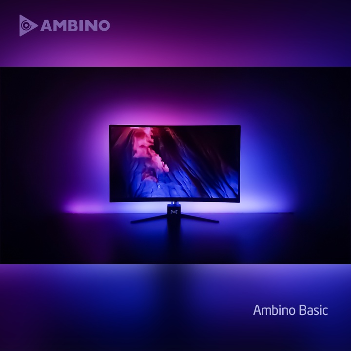 Bộ LED dán màn hình Ambino Basic - Đèn LED Ambilight nháy theo nhạc, hàng triệu màu và hiệu ứng siêu mượt
