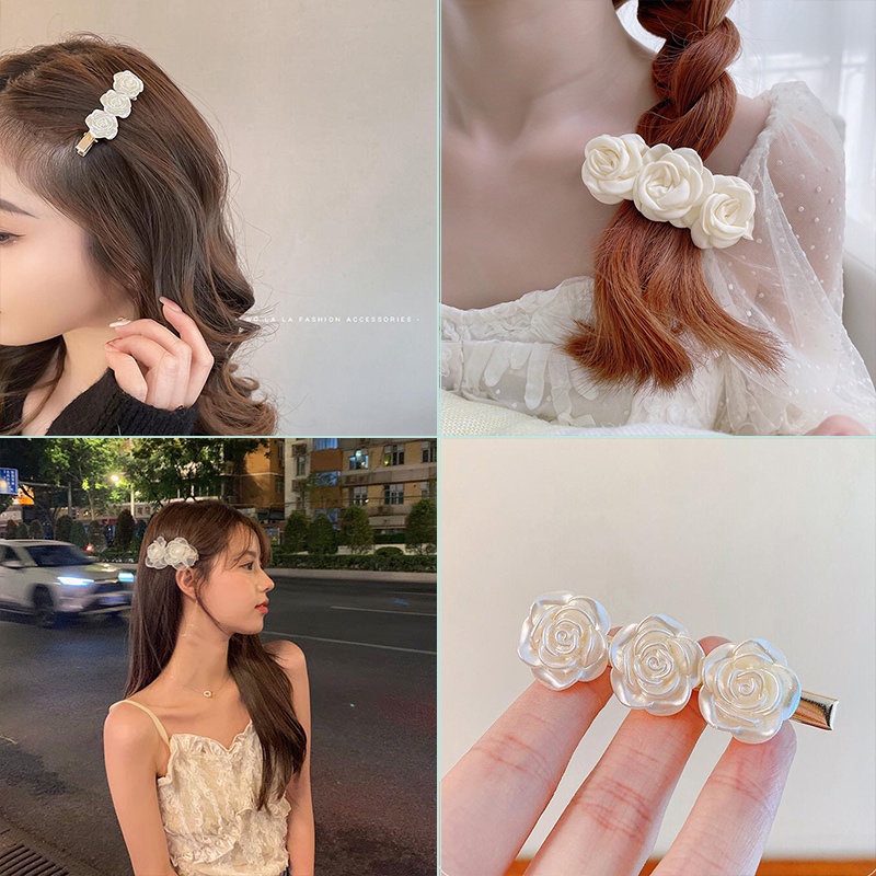 Kẹp Tóc Hình Hoa Hồng Phong Cách Hàn Quốc Cho Nữ