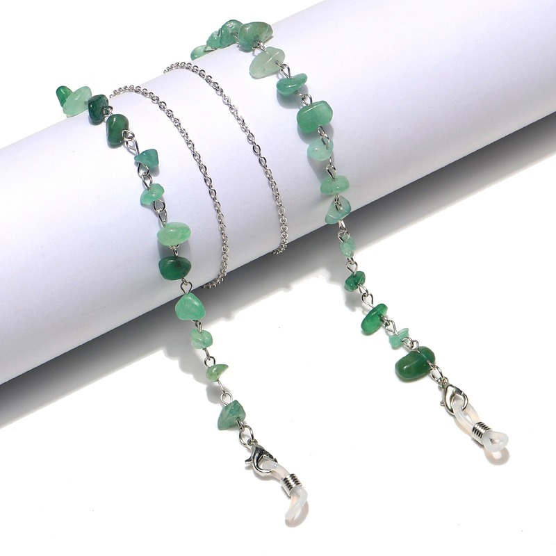 Dây Đeo Mắt Kính Đính Đá Pha Lê Xanh Lục Bảo Chống Mất