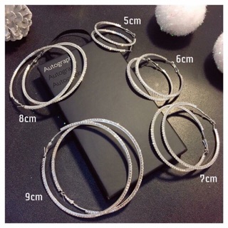 Bông tai tròn đá dễ thương size 3 đến 8cm