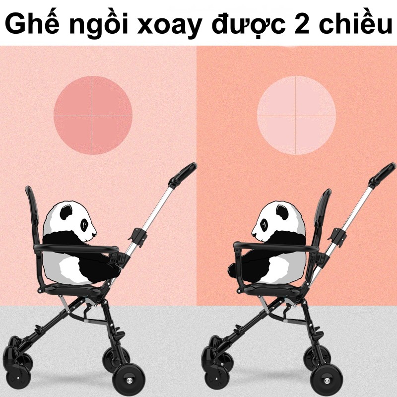 [HÀNG CHÍNH HÃNG] Xe Đẩy Em Bé Du Lịch Gấp Gọn Đảo Chiều, Xe Đẩy Trẻ Em Thông Minh 4 Bánh Siêu Gọn An Toàn Cho Bé