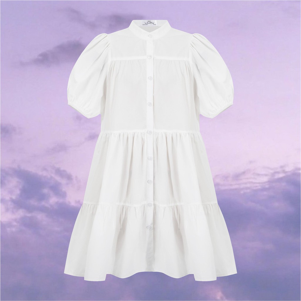 Váy babydoll xòe vai phồng chống nhăn trắng tingoan BLOW ME DRESS/WH | BigBuy360 - bigbuy360.vn