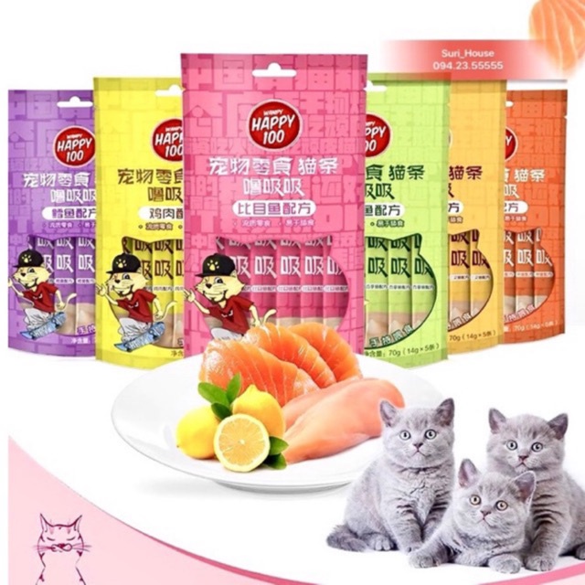 Súp thưởng Wanpy Happy 100 cho mèo (14grx5)