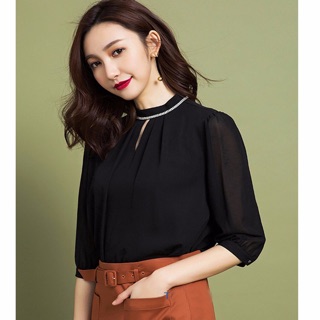 ÁO TAY LỬNG XẾP LY CỔ ĐÍNH ĐÁ