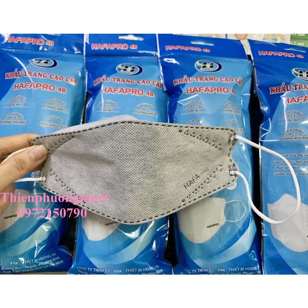 Khẩu trang KF94 Hafapro 4 lớp 10 cái/ túi - Khẩu trang Hafapro 4D Kháng Khuẩn sét10 cái