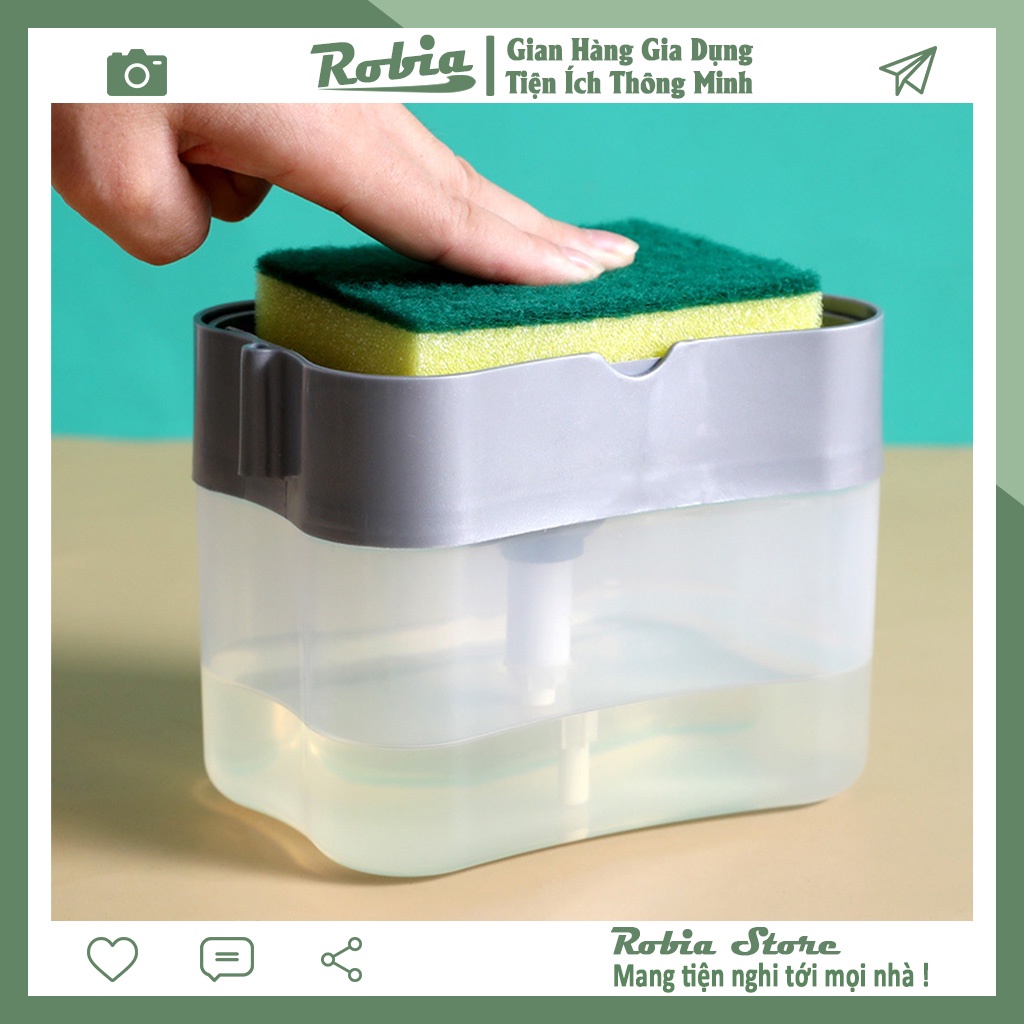 Hộp Đựng Nước Rửa Bát Chén Tự Động Nhả Dầu Rửa Kèm Bông Rửa Rửa Cao Cấp