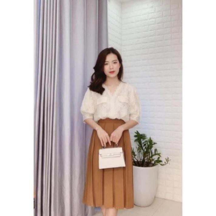 Chân váy công sở dài xếp ly dáng xòe siêu Hot_M450 | BigBuy360 - bigbuy360.vn