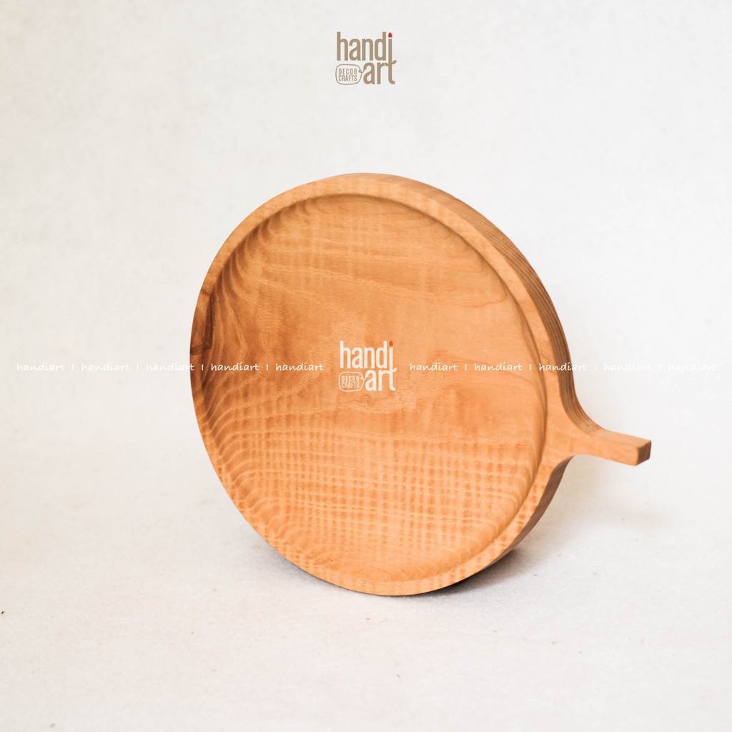 Khay gỗ tròn tay cầm, Khay gỗ tần bì, woodentray