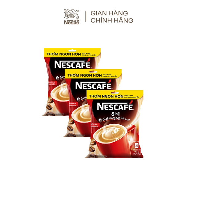 Combo 3 bịch nescafé 3in1 cà phê rang xay hòa tan đậm đà hài hòa bịch 46 - ảnh sản phẩm 1