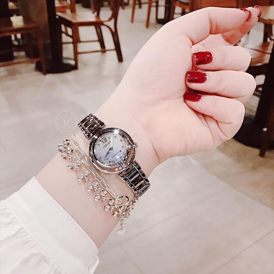 Đồng hồ nữ Citizen sunrise EM0320-59DXG Eco-Drive Stainless Steel Diamond mặt 30mm